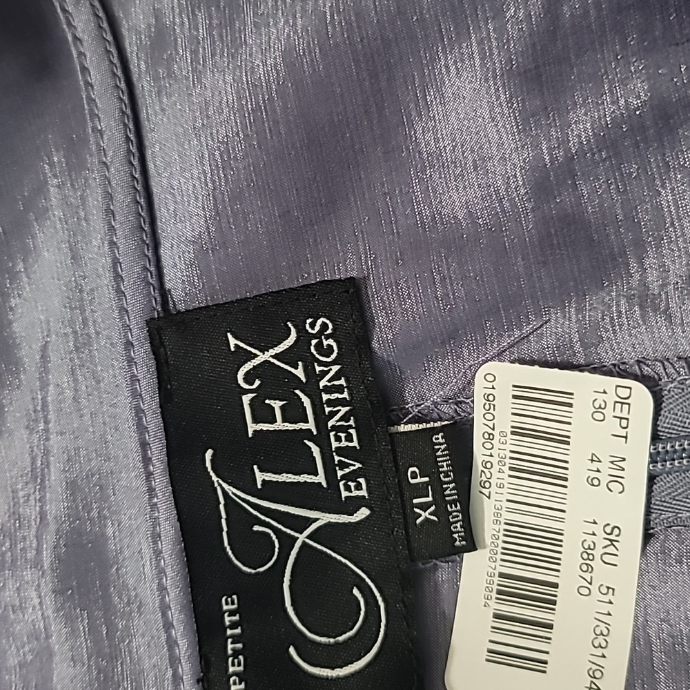 Alex Evenings Petite Size taffet Shawl V-Neck Collar 3/4 Sleeve Tie Waist Blouse - Picture 10 of 10